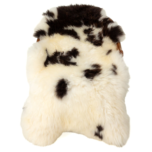 Large Thick Cushy Ivory White w Blackish Brown Spots Sheepskin