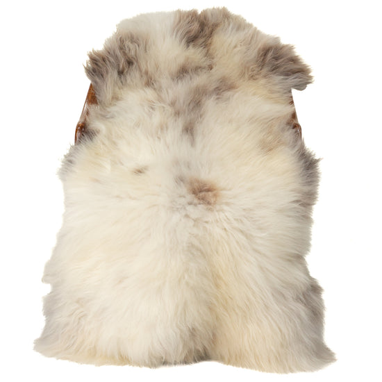 Large Thick Cushy Ivory White w Brown Mottled Sheepskin