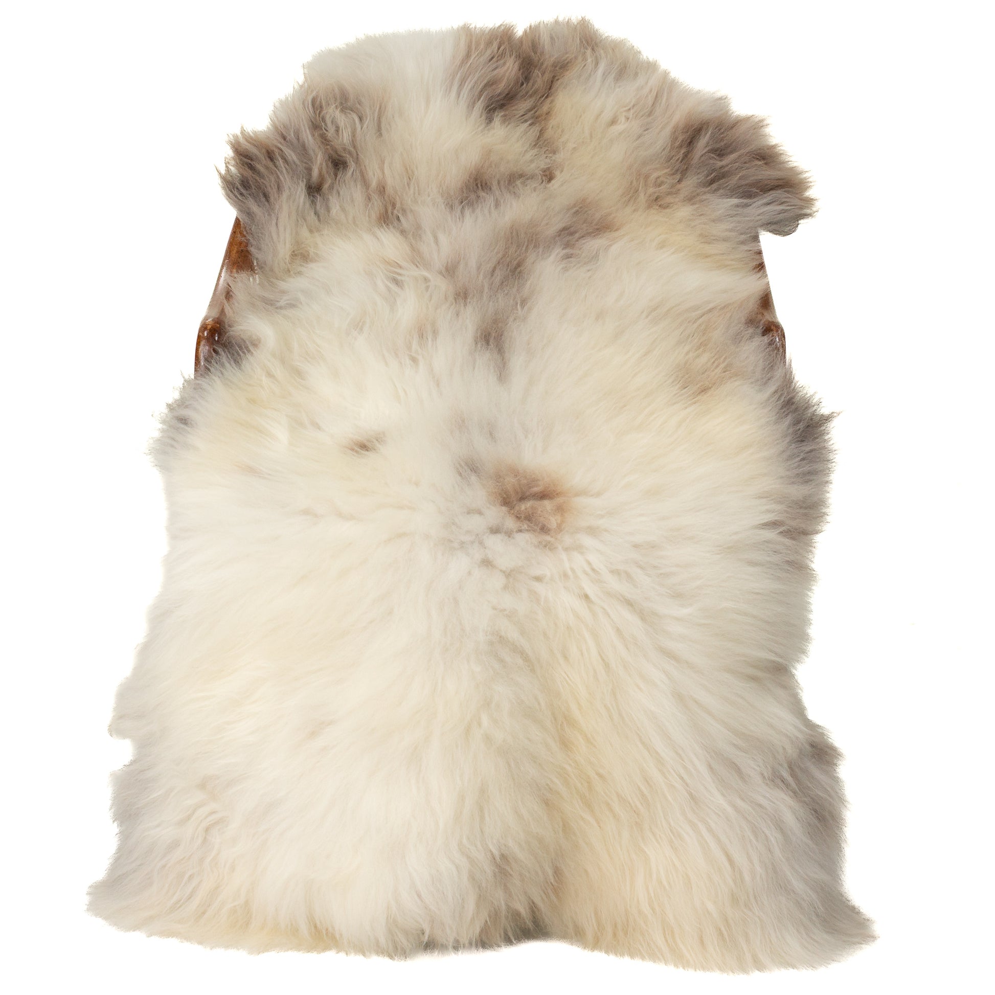 Large Thick Cushy Ivory White w Brown Mottled Sheepskin
