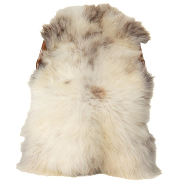 Large Thick Cushy Ivory White w Brown Mottled Sheepskin