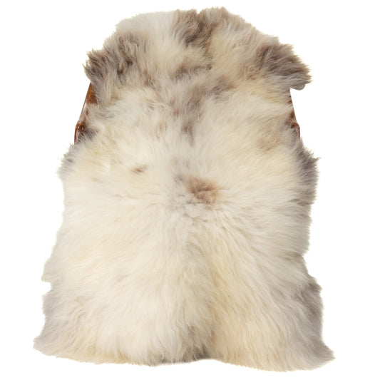 Large Thick Cushy Ivory White w Brown Mottled Sheepskin