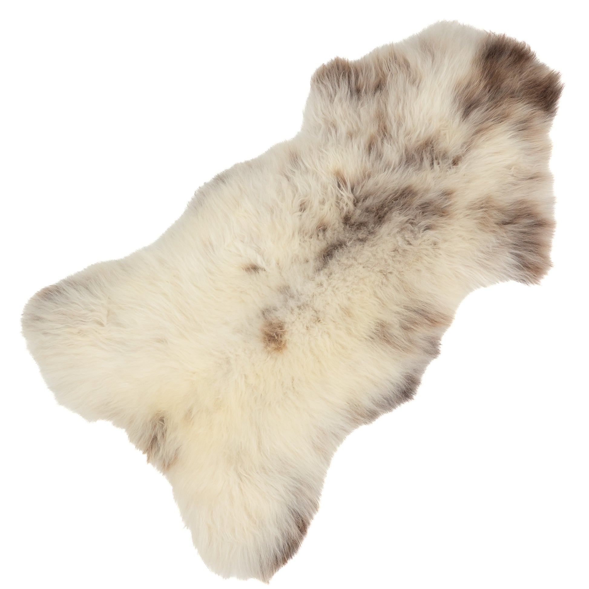 Large Thick Cushy Ivory White w Brown Mottled Sheepskin Rug