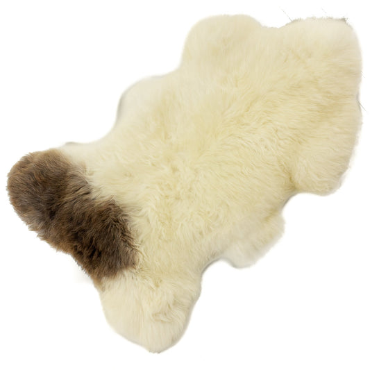 Large Thick Cushy White with Brown Spot Sheepskin