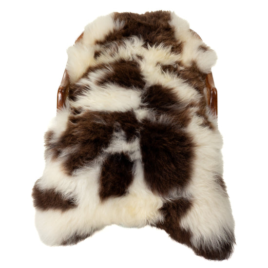 Large Thick Cushy Ivory White and Brown Spots Sheepskin