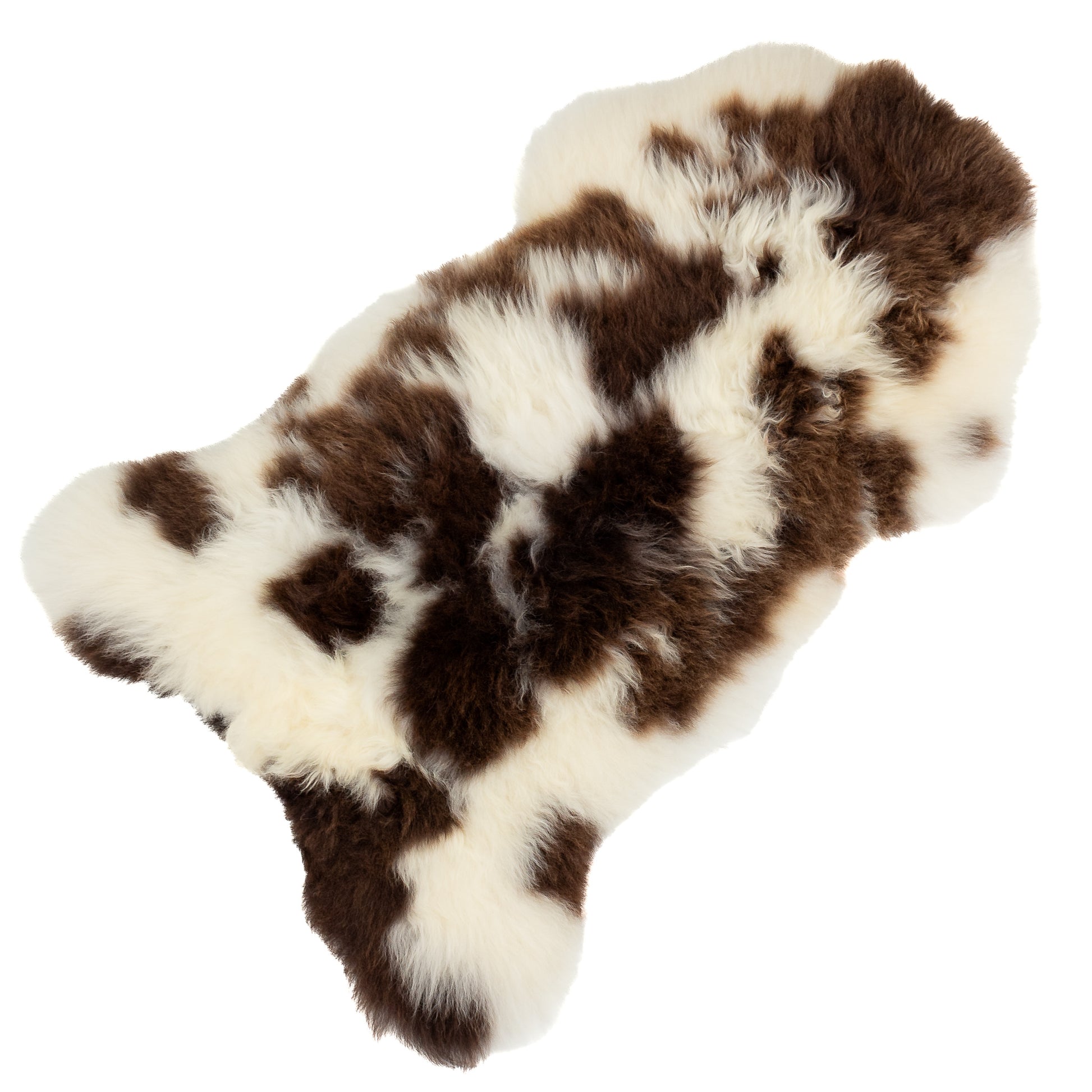 Large Thick Cushy Ivory White and Brown Spots Sheepskin Rug