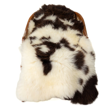 Large Thick Cushy Ivory White w Brown Spots Sheepskin