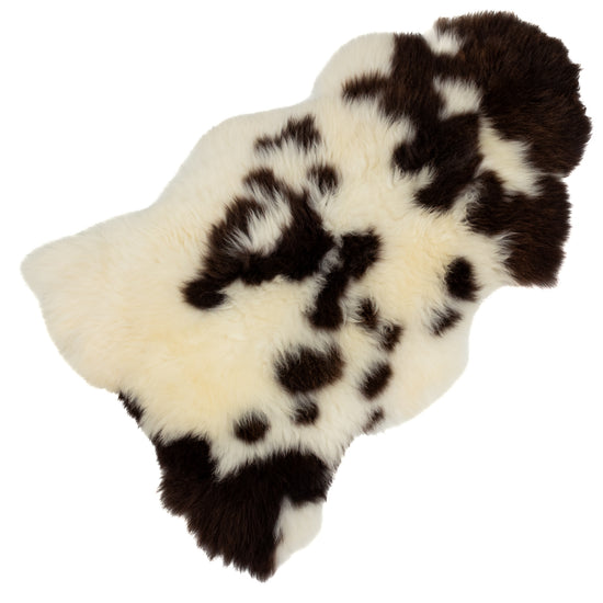 Large Thick Cushy Ivory White w Brown Spots Sheepskin Rug