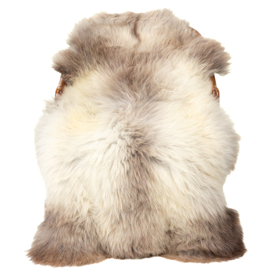 Large Thick Cushy White w Grayish Light Brown Sheepskin