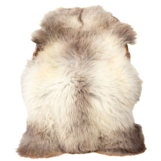 Large Thick Cushy White w Grayish Light Brown Sheepskin