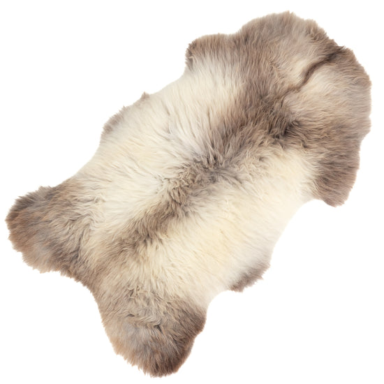 Large Thick Cushy White w Grayish Light Brown Sheepskin Rug