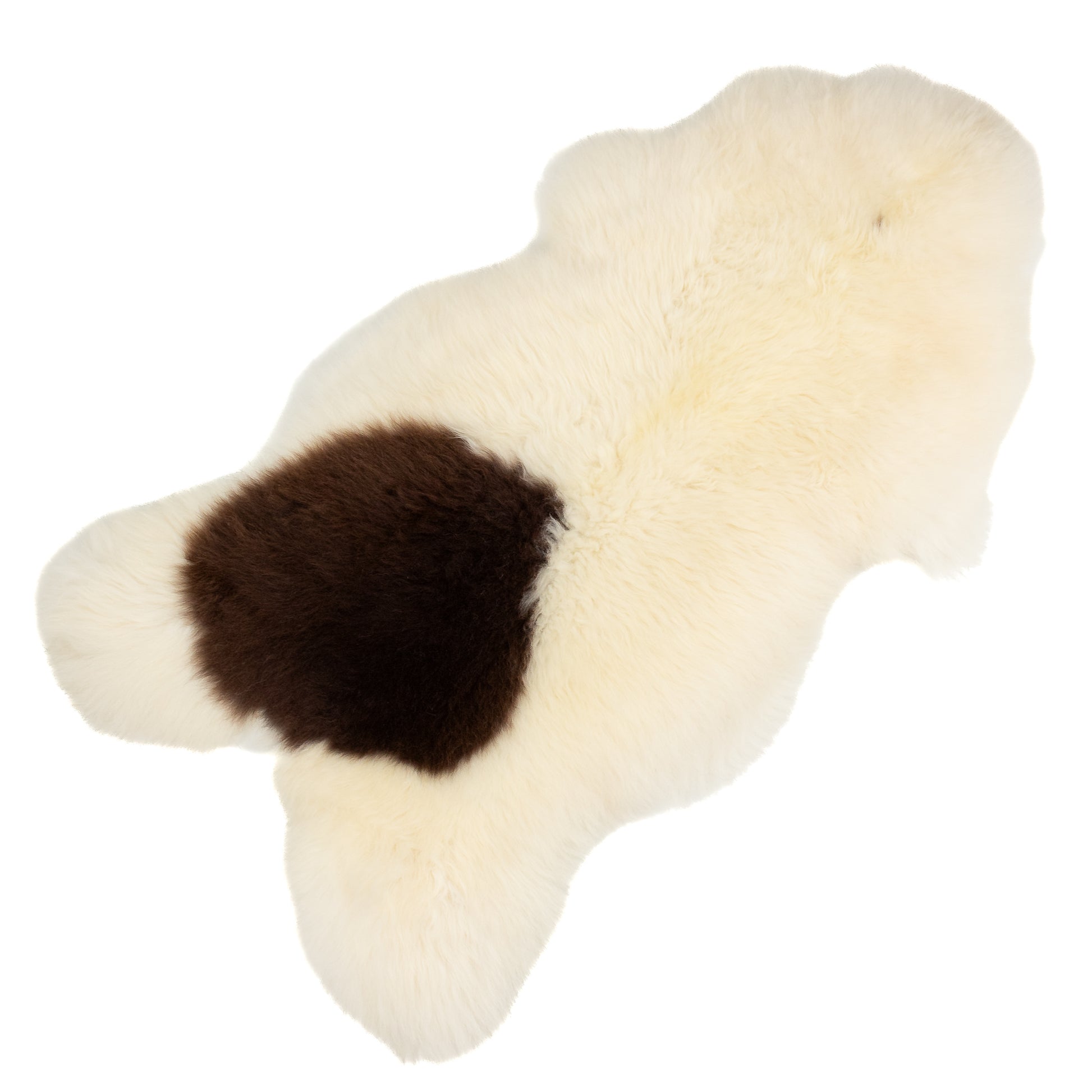 Large Thick Cushy Ivory White w Large Brown Dot Sheepskin Rug
