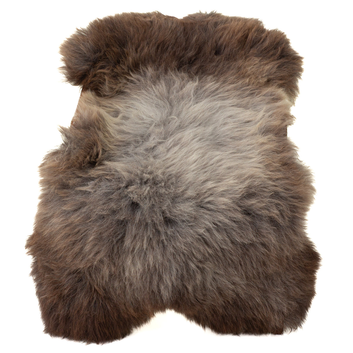Large Thick Gray w Brown Sheepskin