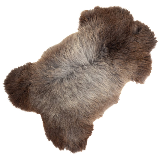 Large Thick Gray w Brown Sheepskin Rug