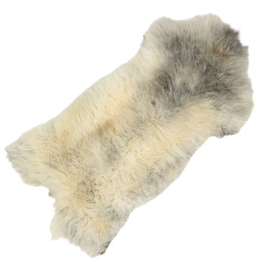 Large Thick Ivory White w Gray Long Wool Swedish Sheepskin Rug