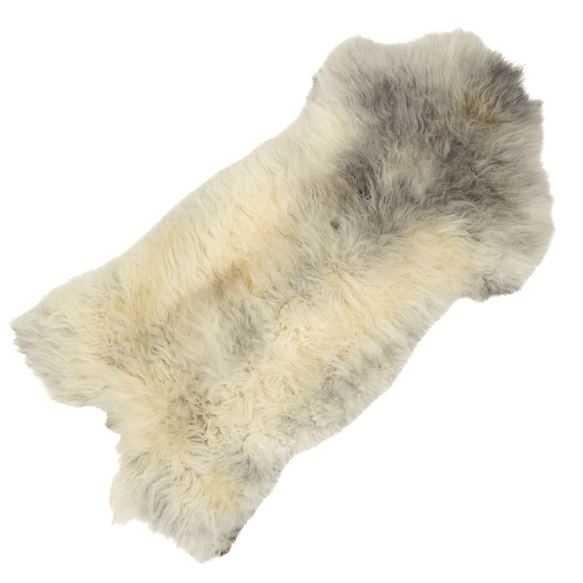 Large Thick Ivory White w Gray Long Wool Swedish Sheepskin Rug