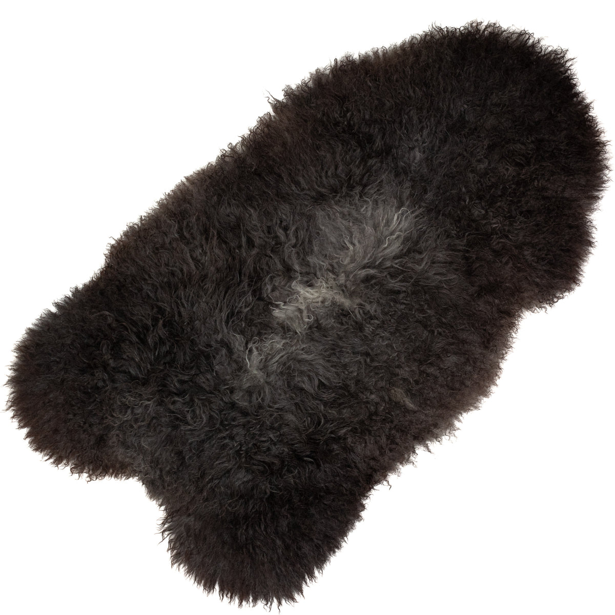 Large Thick Soft Silver Gray Black Swedish Sheepskin Rug