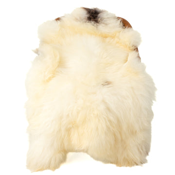 Large Thick Ivory White w Some Brown Mottling Sheepskin