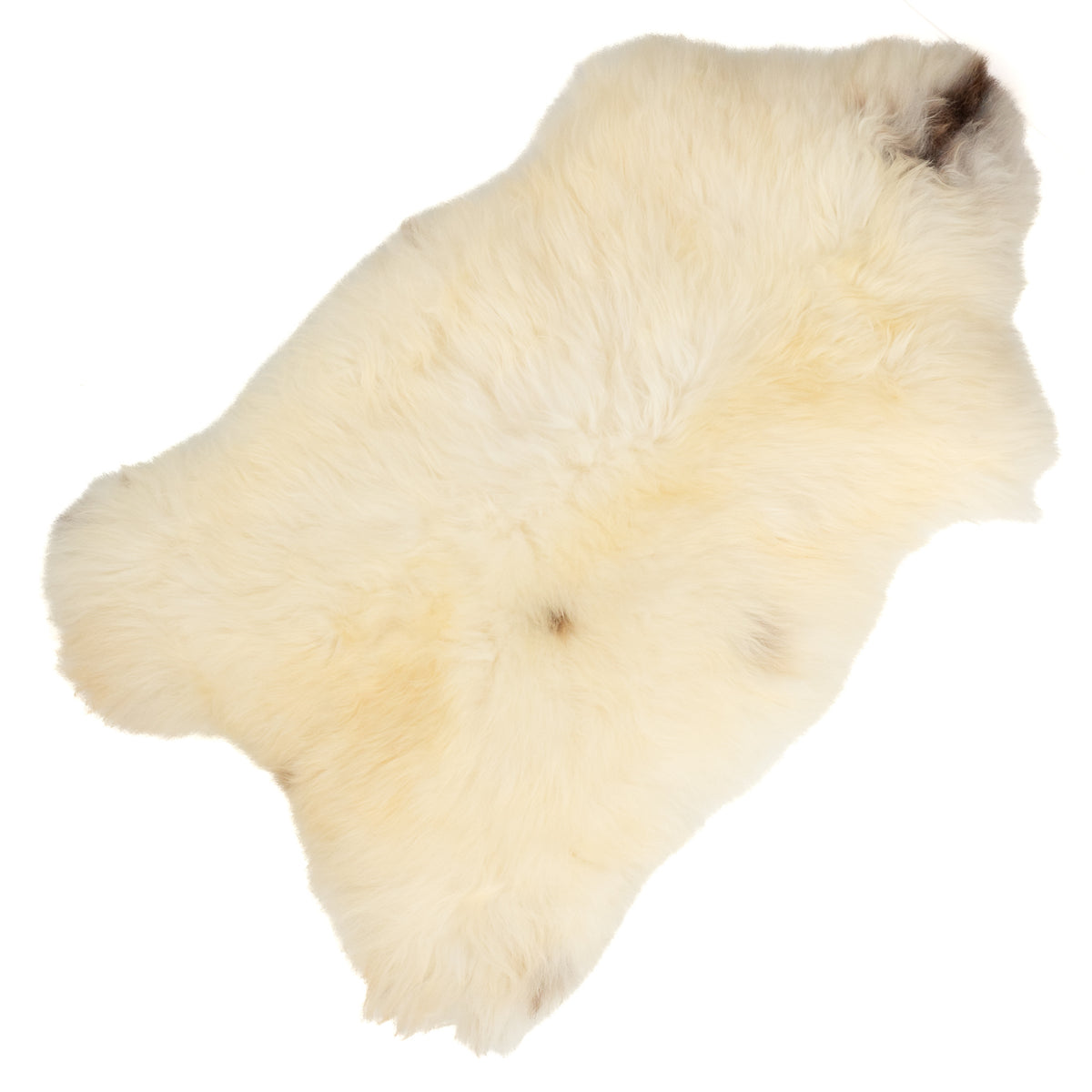 Large Thick Ivory White w Some Brown Mottling Sheepskin Rug