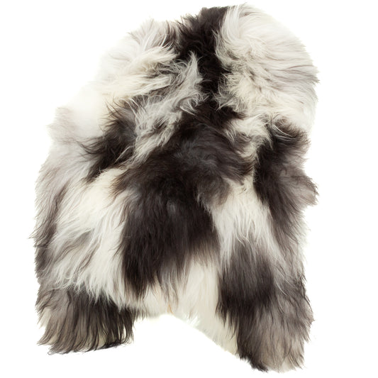 Large Ivory White Black Mix Icelandic Sheepskin