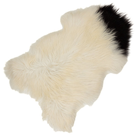 Large White w Black Piebald Icelandic Sheepskin Rug