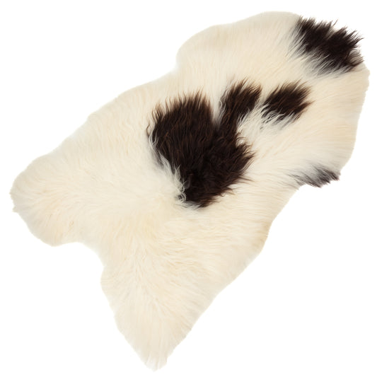 Large White w Black Spots Icelandic Sheepskin Rug