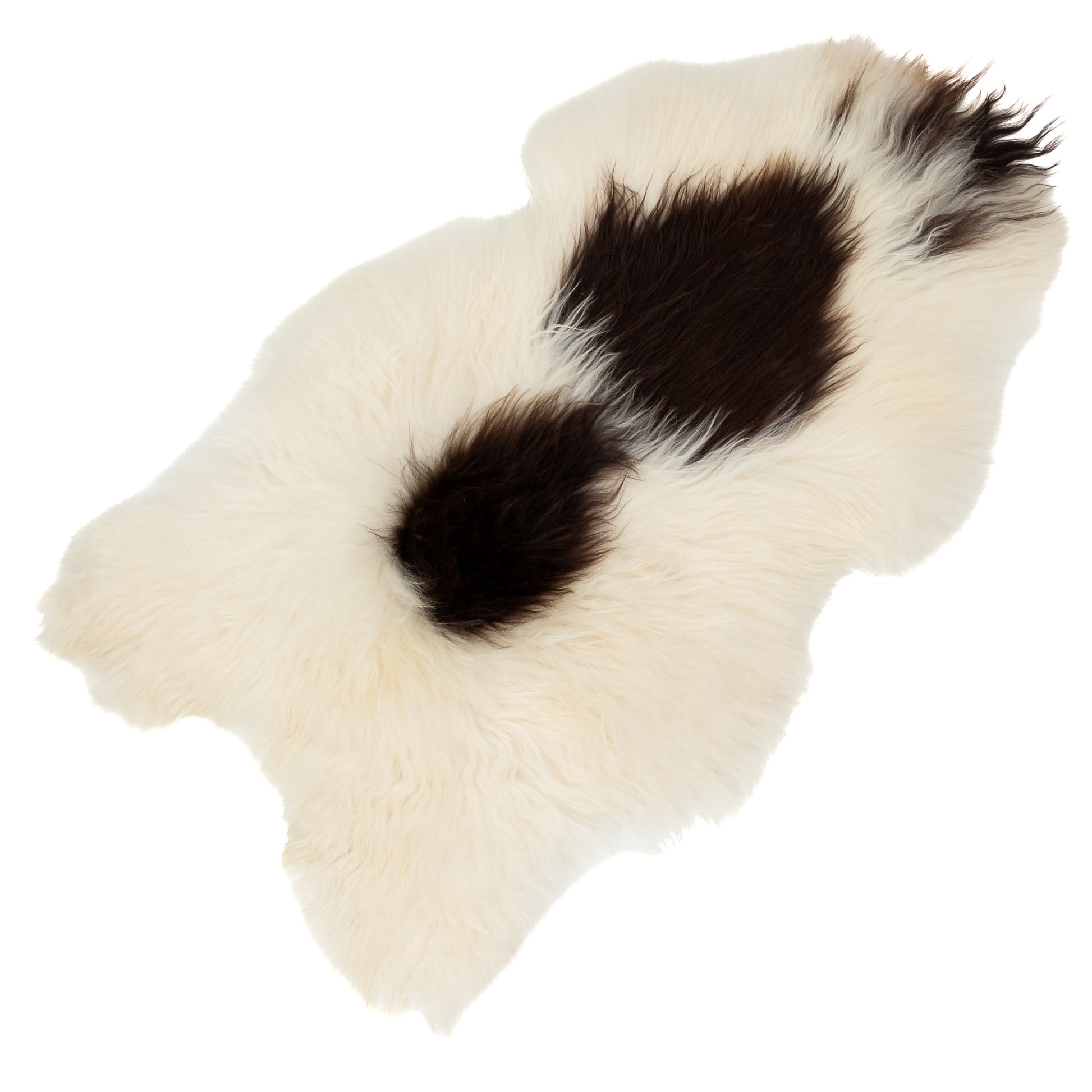 Large White w Black Spots Icelandic Sheepskin Rug