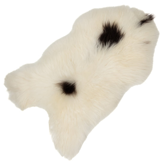 Large White w Black Spots Icelandic Sheepskin Rug
