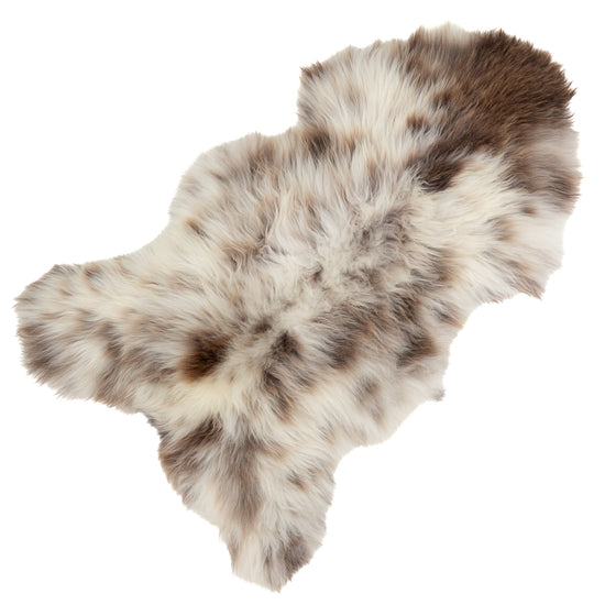 Large White w Brown Mottled Sheepskin Rug