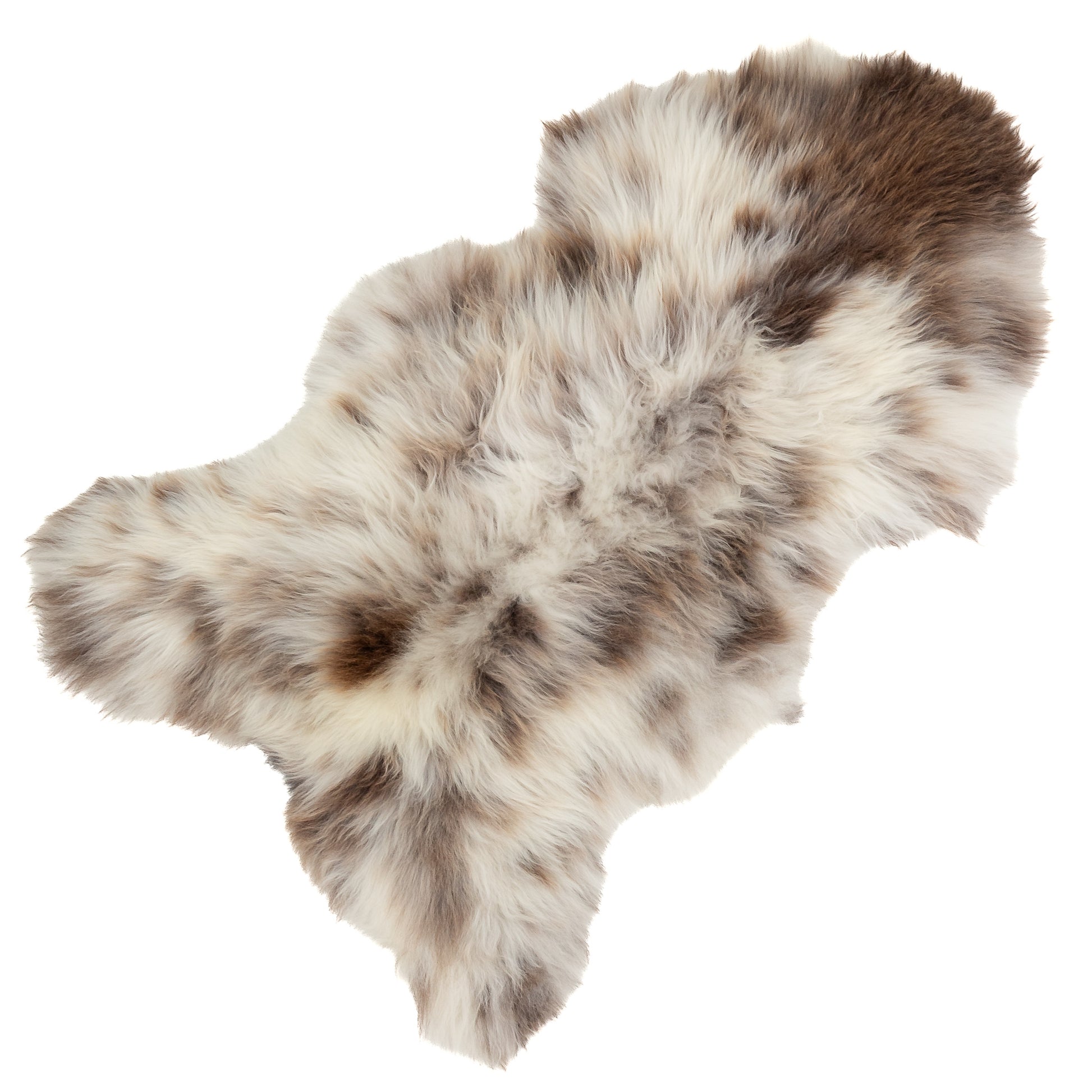 Large White w Brown Mottled Sheepskin Rug