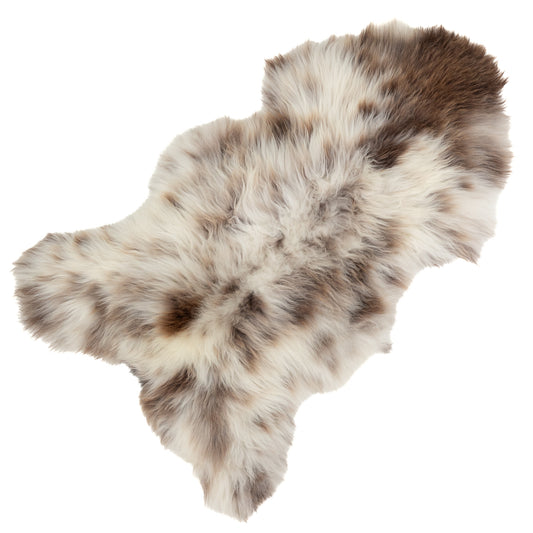 Large White w Brown Mottled Sheepskin Rug