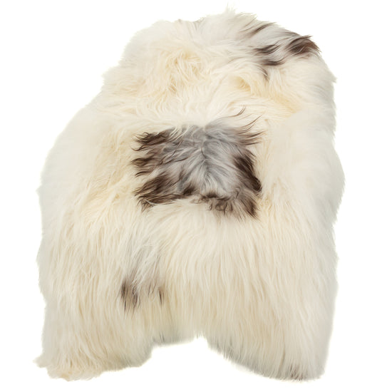 Large White w Gray Black Spots Icelandic Sheepskin