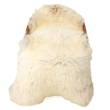 Large Ivory White w Light Brown Mottled Sheepskin