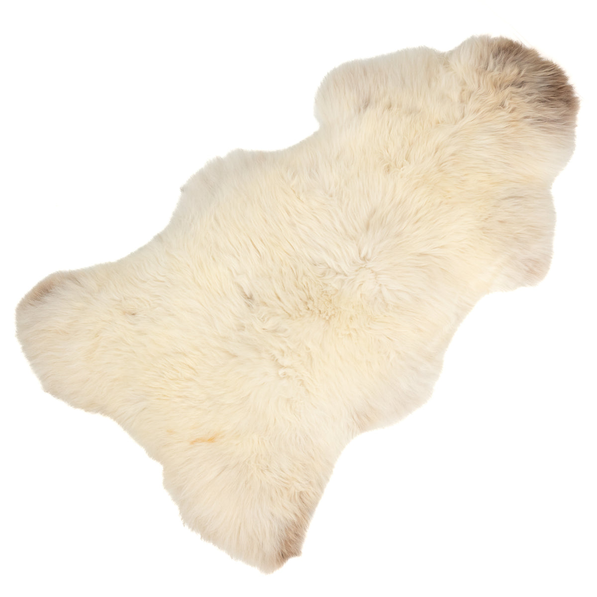 Large Ivory White w Light Brown Mottled Sheepskin Rug