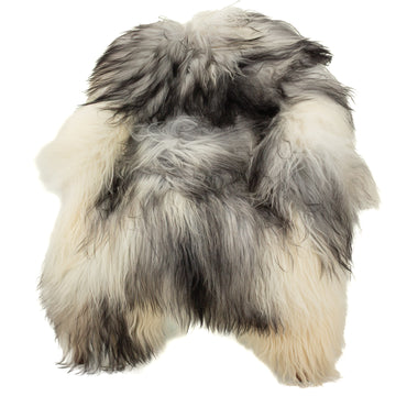 Large Wide Black Gray Ivory White Mix  Icelandic Sheepskin