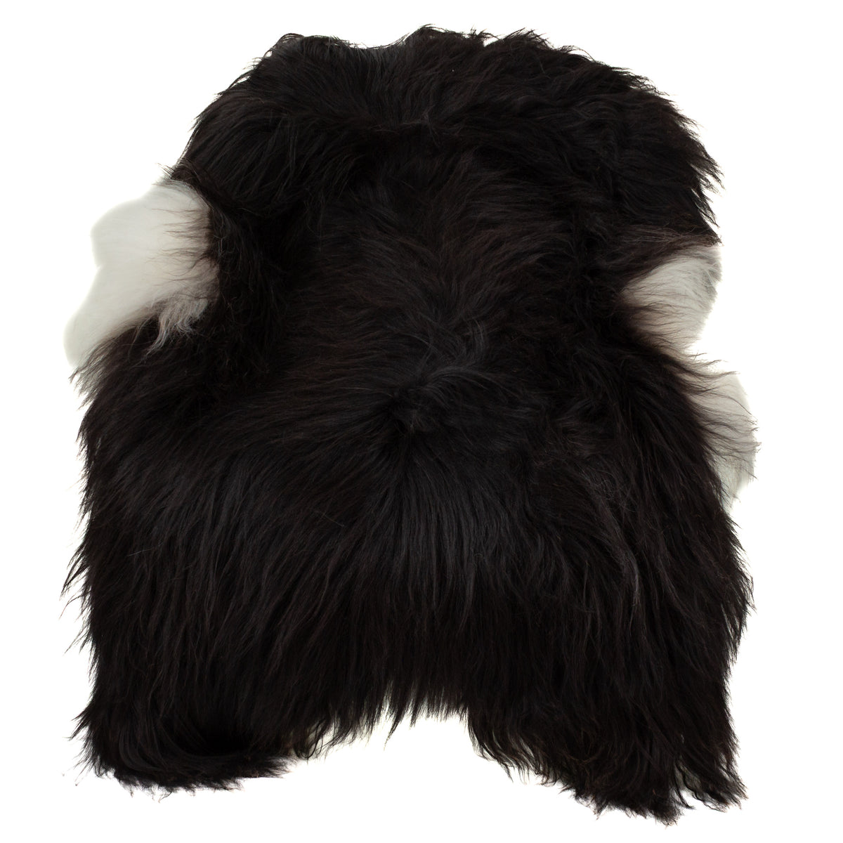 Large Wide Black w White Sides Icelandic Sheepskin
