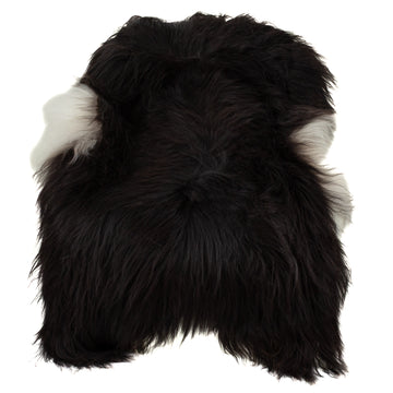 Large Wide Black w White Sides Icelandic Sheepskin