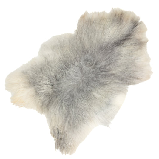 Large Wide Coarse Wool Gray White Icelandic Sheepskin Rug