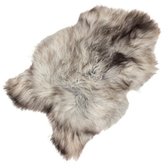 Large Wide Gray w Black Icelandic Sheepskin Rug