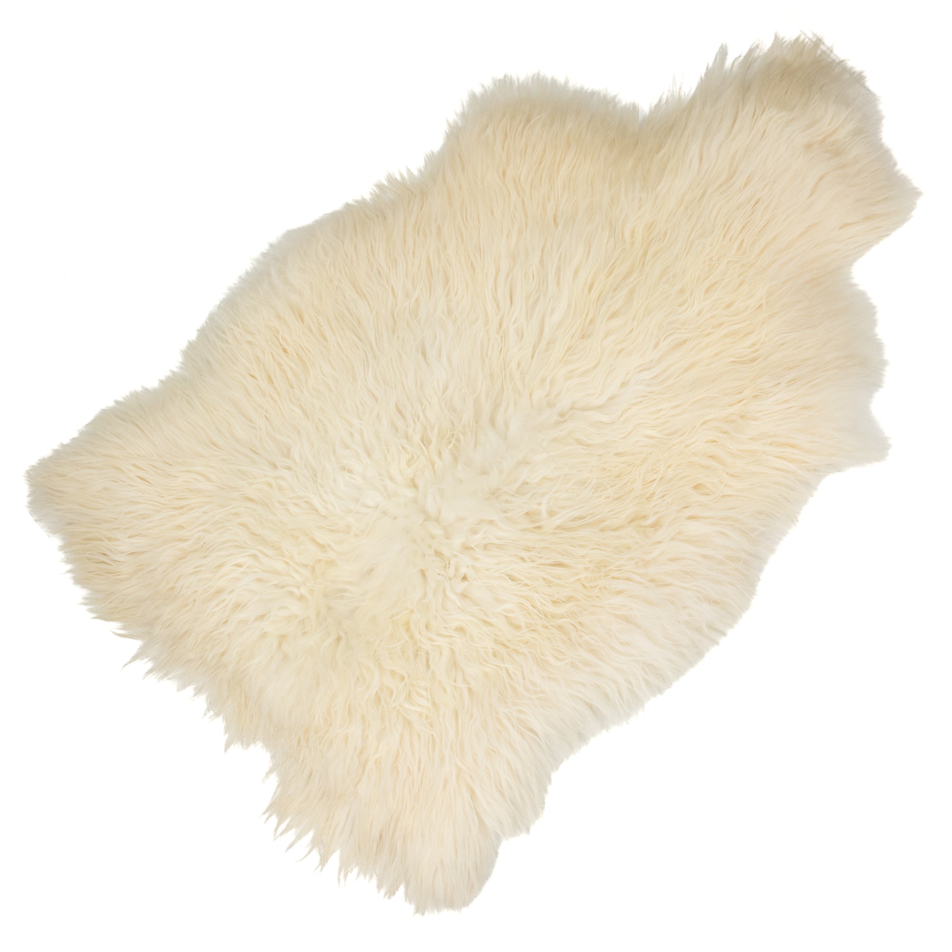 Large Long Coarse Wool Wide Ivory White Heidschnucke Sheepskin Rug