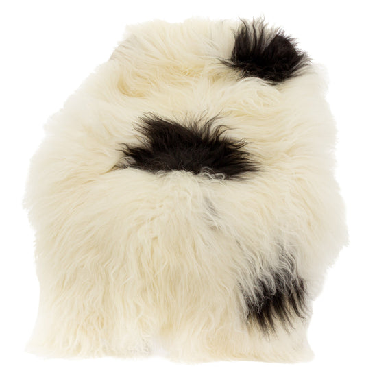 Large Wide Ivory White w Black Spots Icelandic Sheepskin