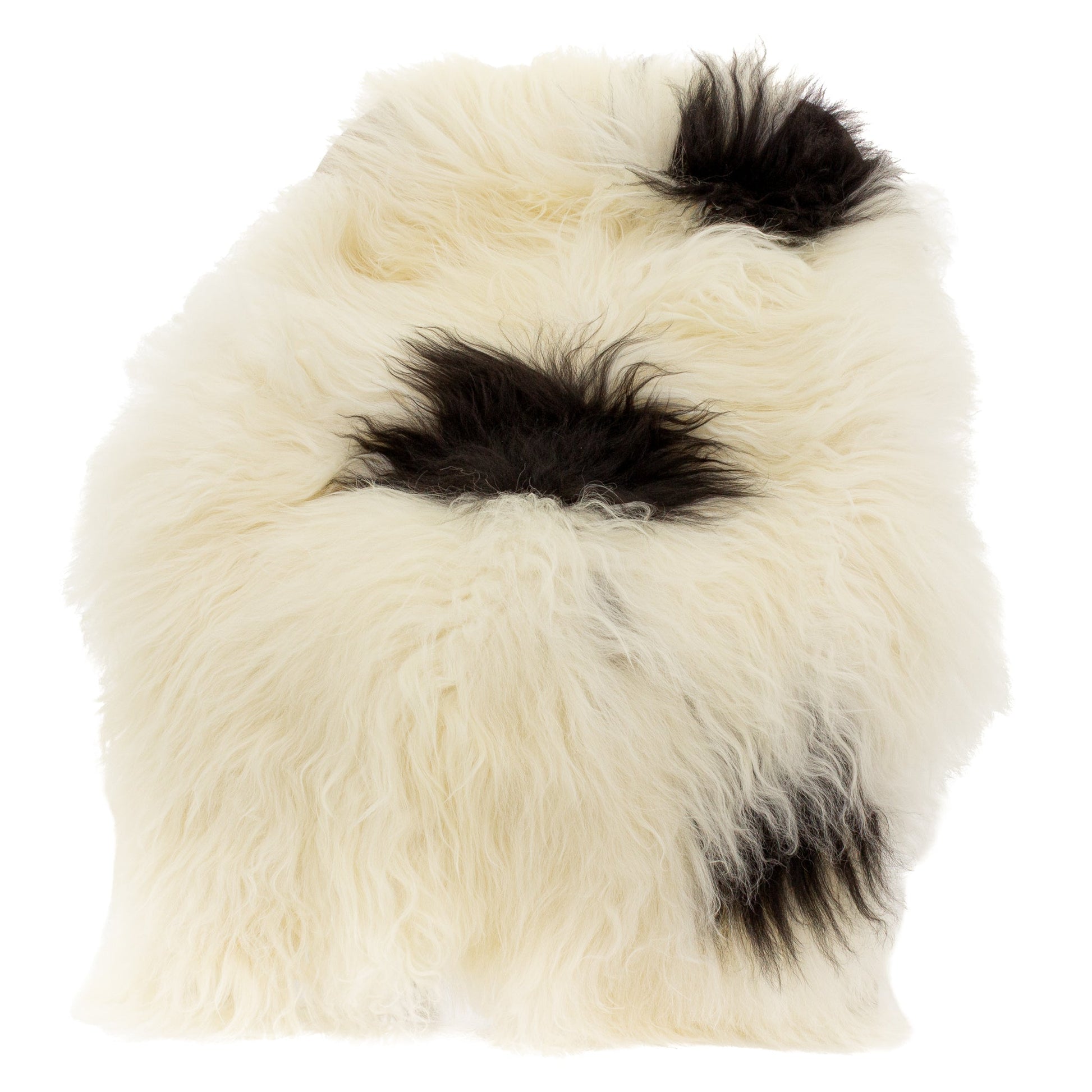 Large Wide Ivory White w Black Spots Icelandic Sheepskin