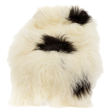 Large Wide Ivory White w Black Spots Icelandic Sheepskin