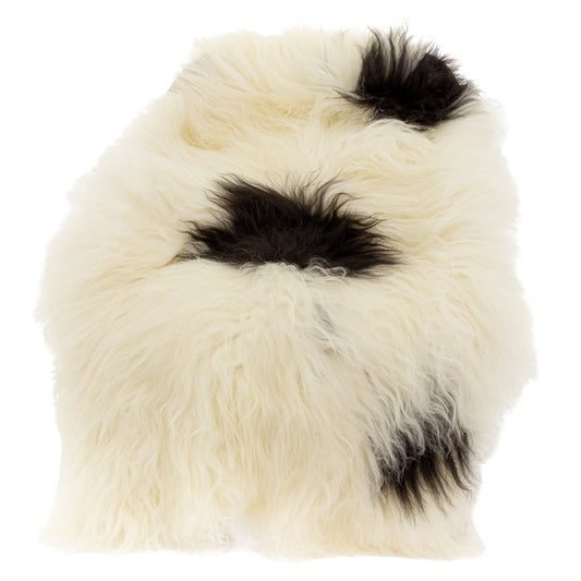 Large Wide Ivory White w Black Spots Icelandic Sheepskin