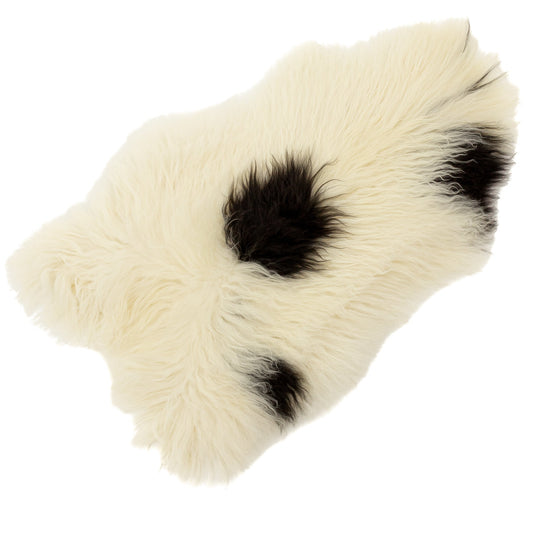 Large Wide Ivory White w Black Spots Icelandic Sheepskin