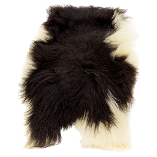 Large Wide Ivory White and Black Icelandic Sheepskin