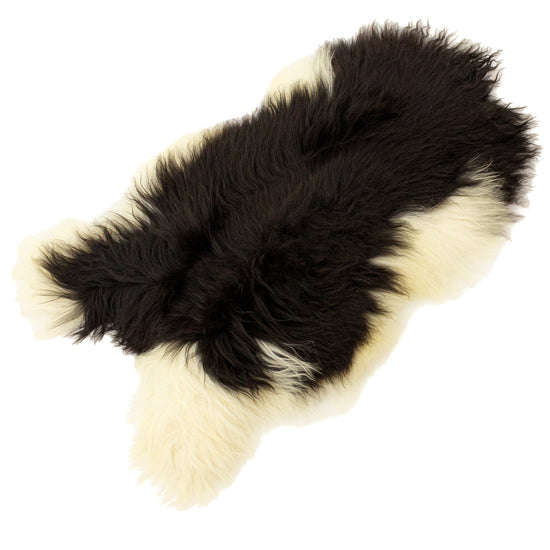 Large Wide Ivory White and Black Icelandic Sheepskin