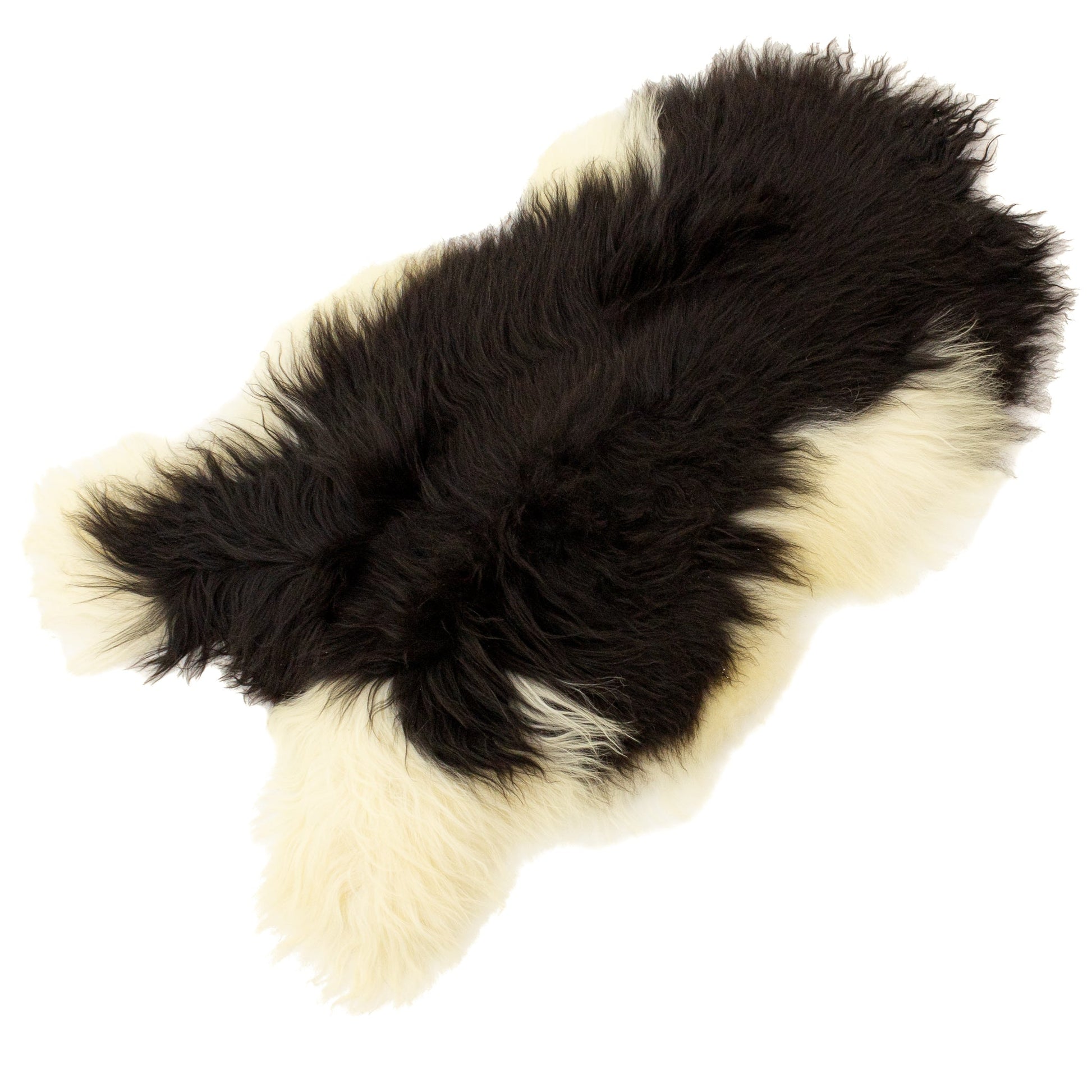 Large Wide Ivory White and Black Icelandic Sheepskin