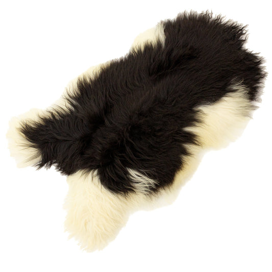Large Wide Ivory White and Black Icelandic Sheepskin