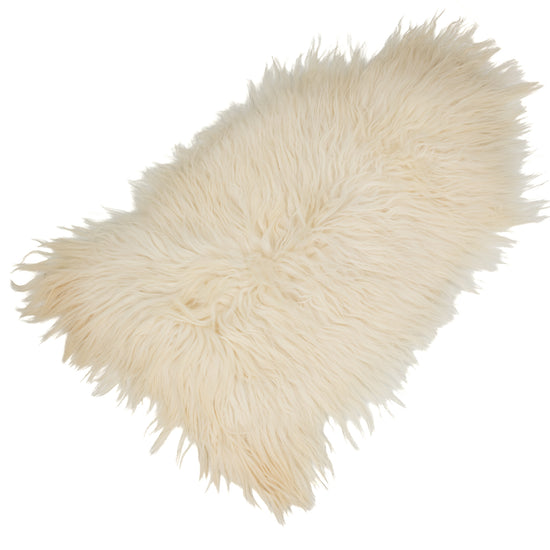 Long Coarse Wool White Heidschnucke Sheepskin Rug