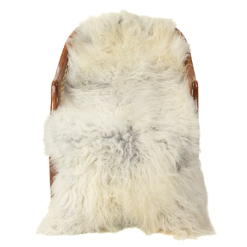 Large Long Wavy Hair Silver White w Black Swedish Sheepskin